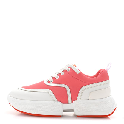 Hermes Mesh Calfskin Womens Giga Sneakers 37.5 Rose Du Desert White 1 of 10