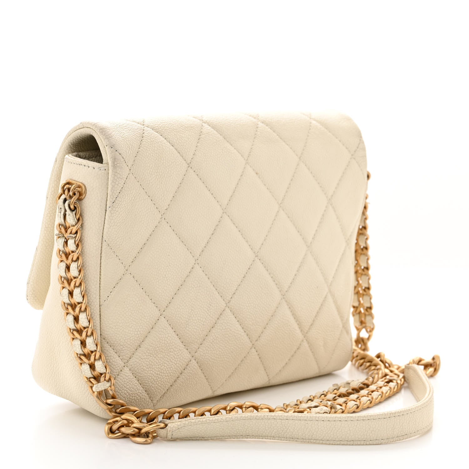 Chanel Shiny Caviar Quilted Small Chain Melody Flap White 3 of 11