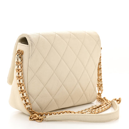 Chanel Shiny Caviar Quilted Small Chain Melody Flap White 3 of 11