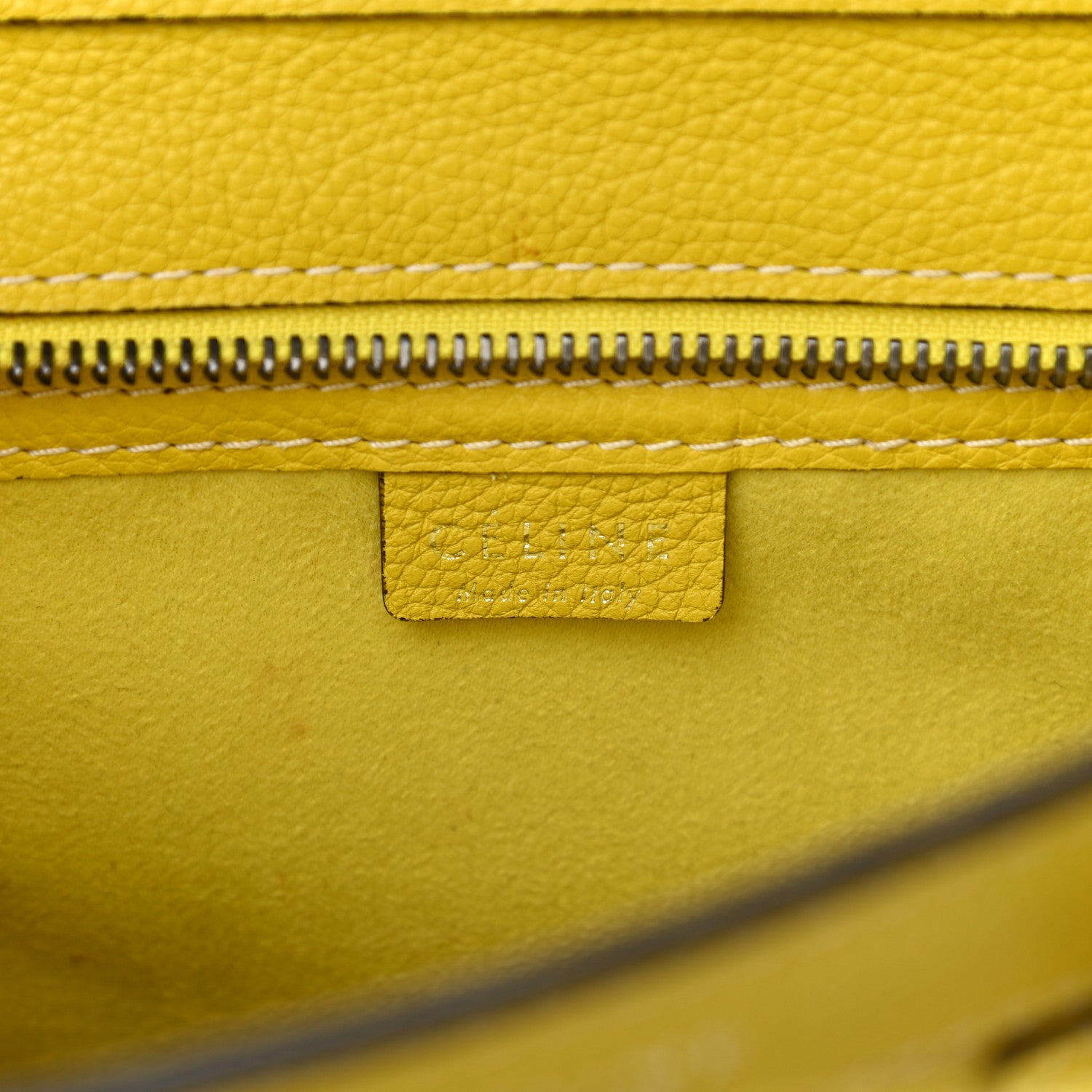 Celine Drummed Calfskin Nano Luggage Citron 6 of 15