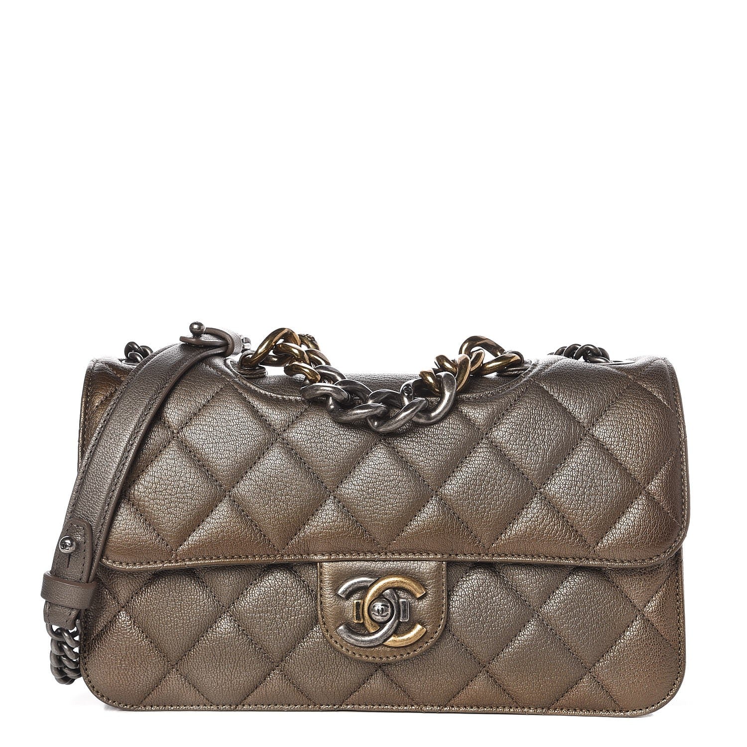 Chanel Metallic Goatskin Perfect Edge Medium Flap Gold Silver 1 of 8