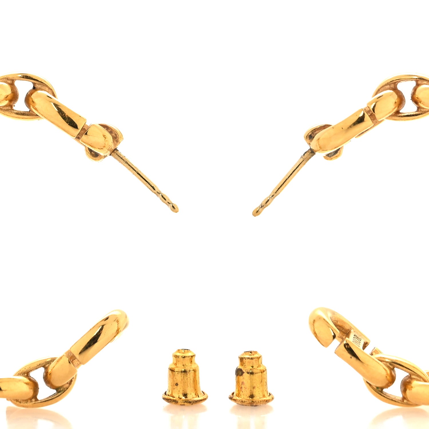 Christian Dior Metal Hoop Earrings Aged Gold 3 of 4