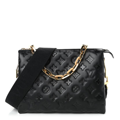 Louis Vuitton Lambskin Embossed Monogram Coussin PM Black 1 of 9