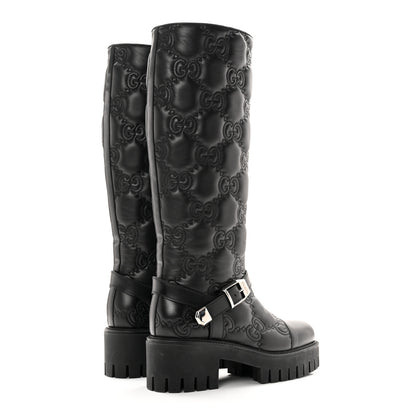 Gucci Cordovan Lux Nappa GG Matelasse 60mm Knee High Boots 37.5 Black 4 of 18