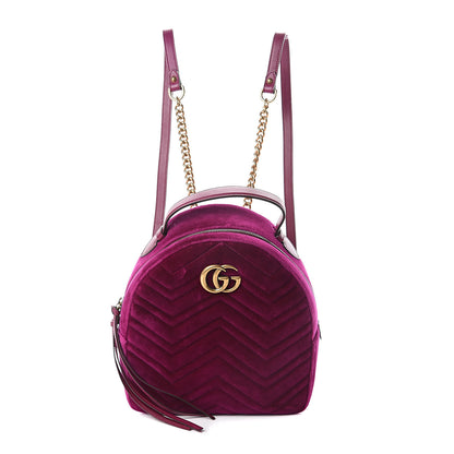 Gucci Velvet Matelasse GG Marmont Dome Backpack Fuchsia Violet Cyclamen 1 of 8