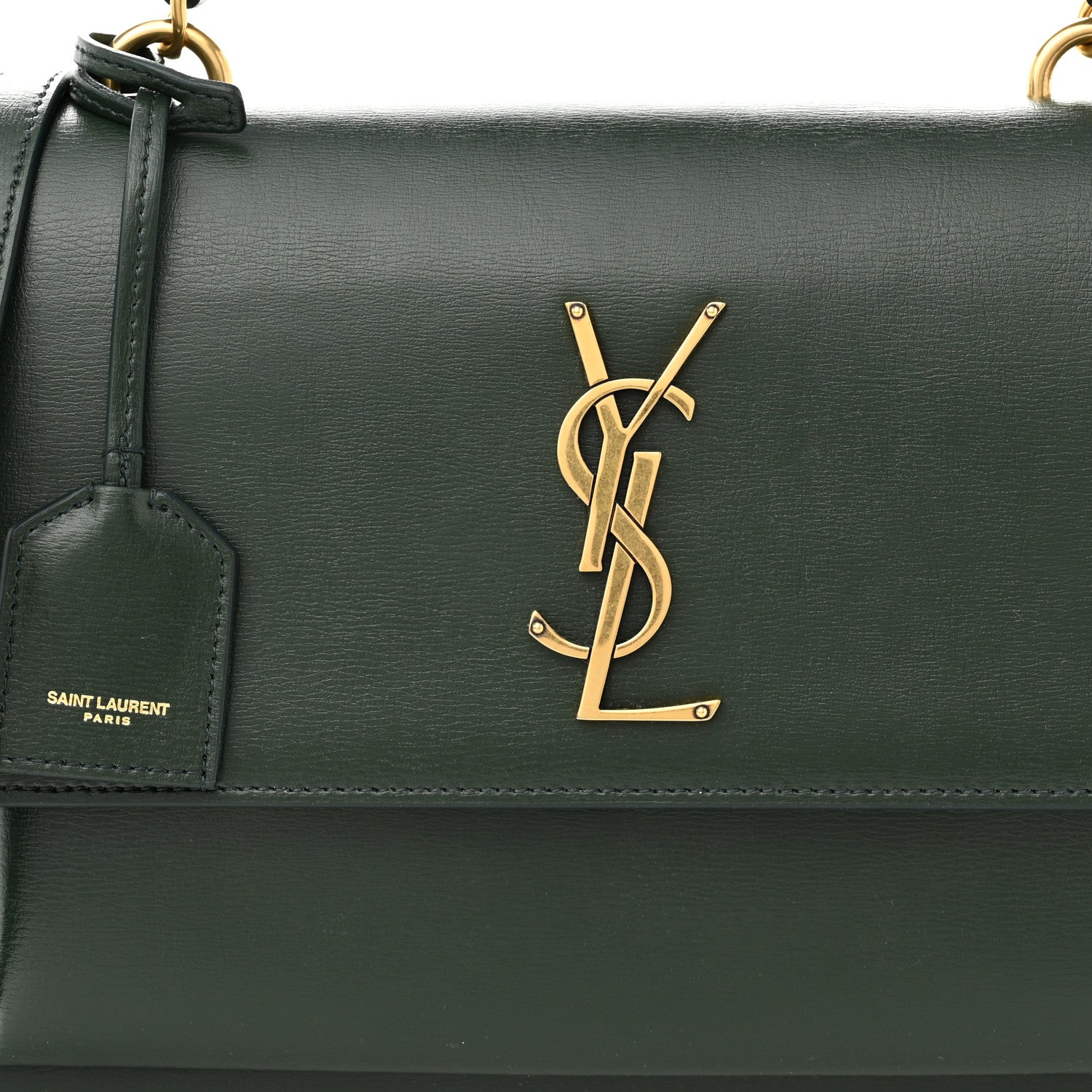 Saint Laurent Calfskin Medium Monogram Sunset Dark Green 8 of 10