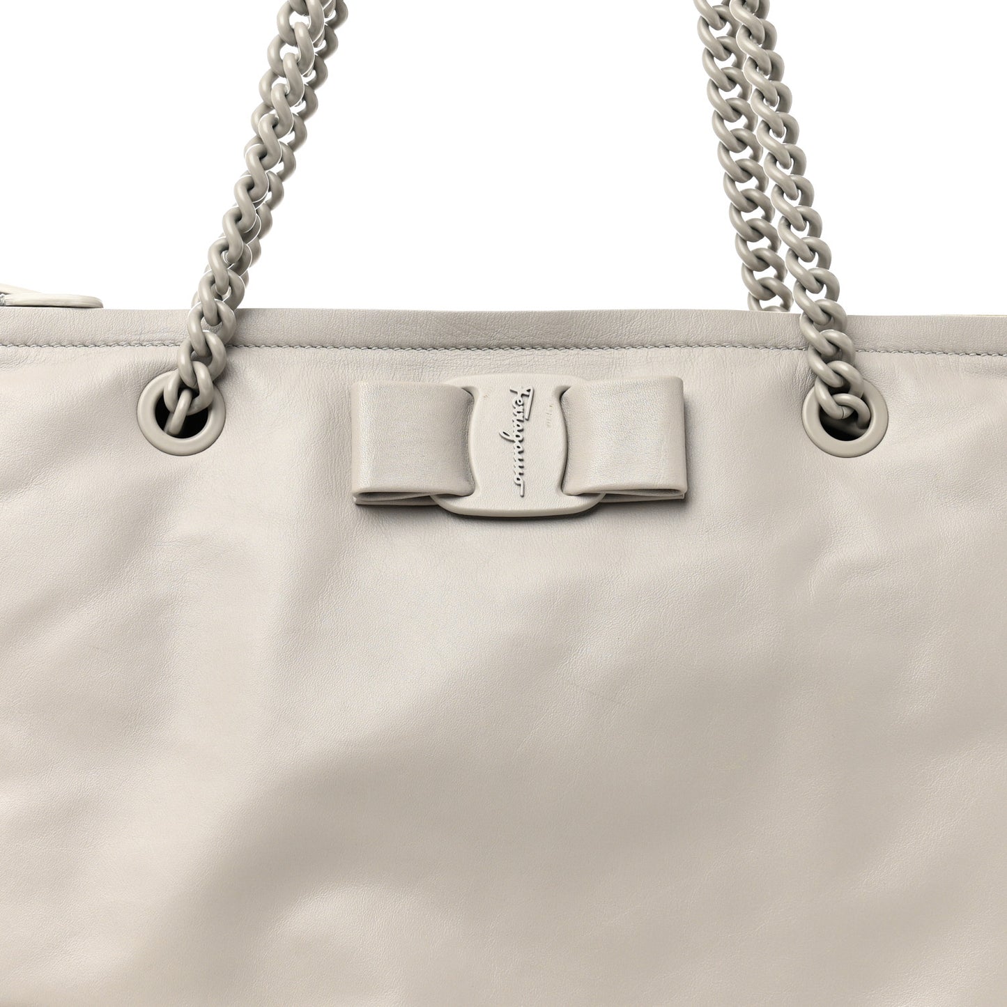 Calfskin Large Viva Bow Tote Grey