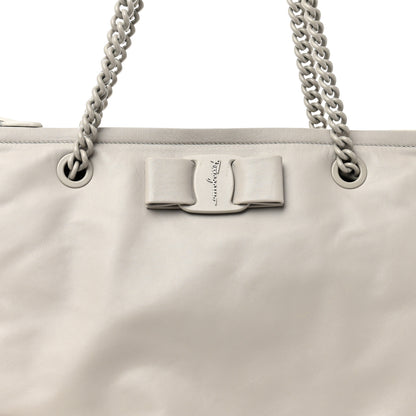 Salvatore Ferragamo Calfskin Large Viva Bow Tote Grey 7 of 9