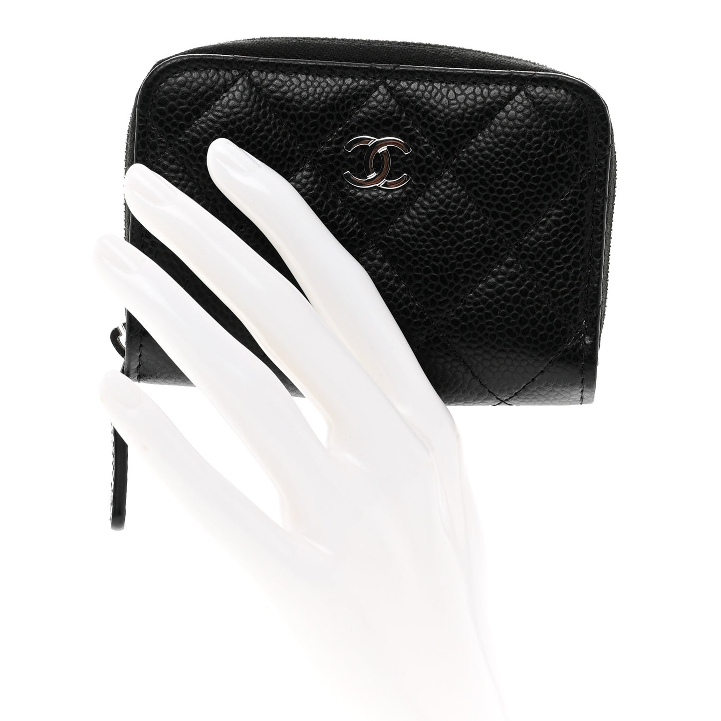 Caviar Quilted Zip Coin Purse Black