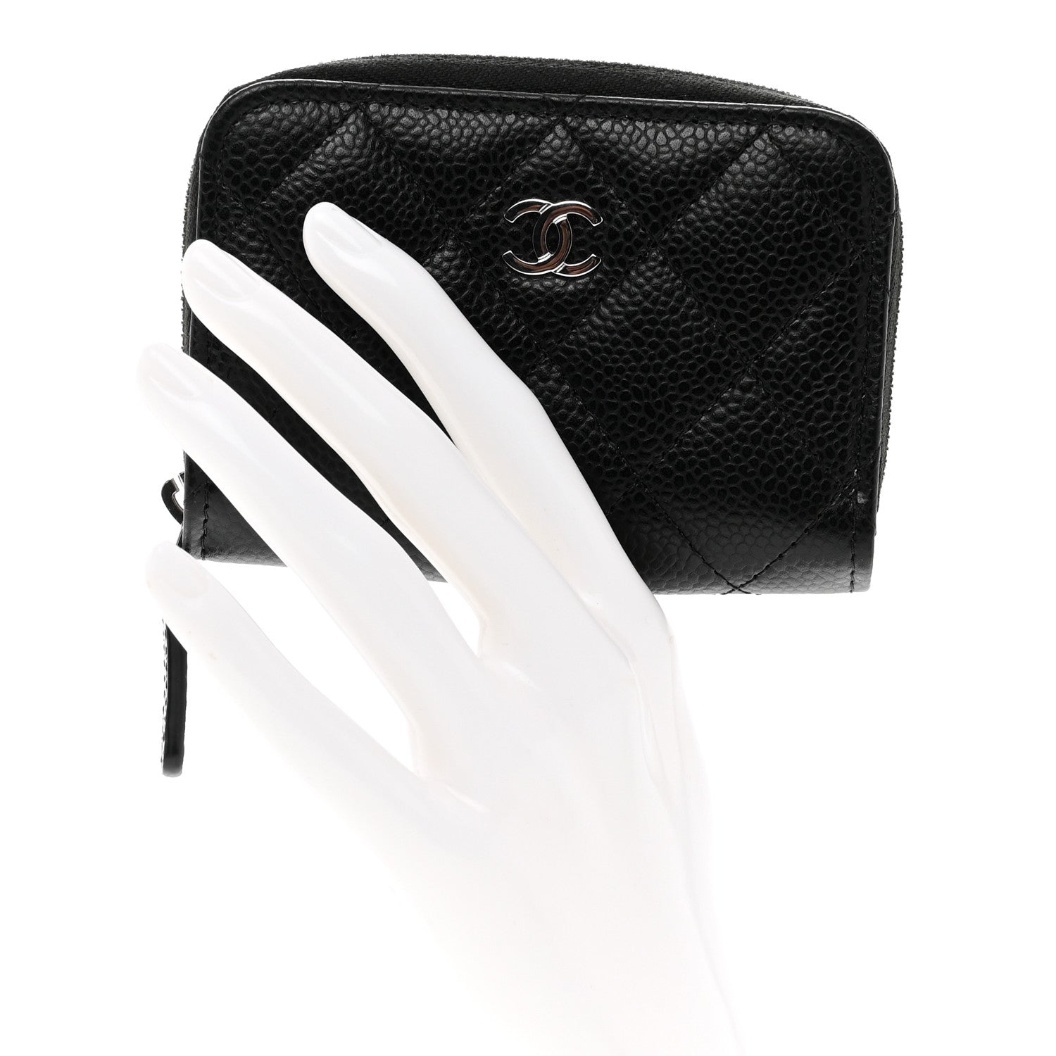 Chanel Caviar Quilted Zip Coin Purse Black 2 of 8