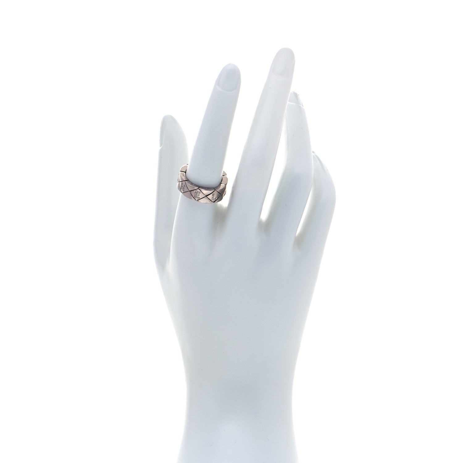 Chanel 18K White Gold Diamond CHANEL Matelasse Ring 55 7.25 2 of 6