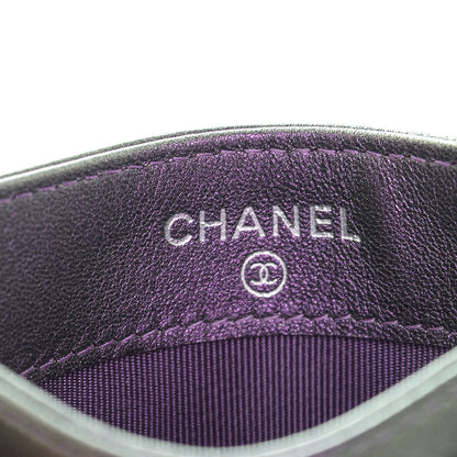 Chanel Metallic Lambskin Quilted Card Holder Dark Purple 6 of 8