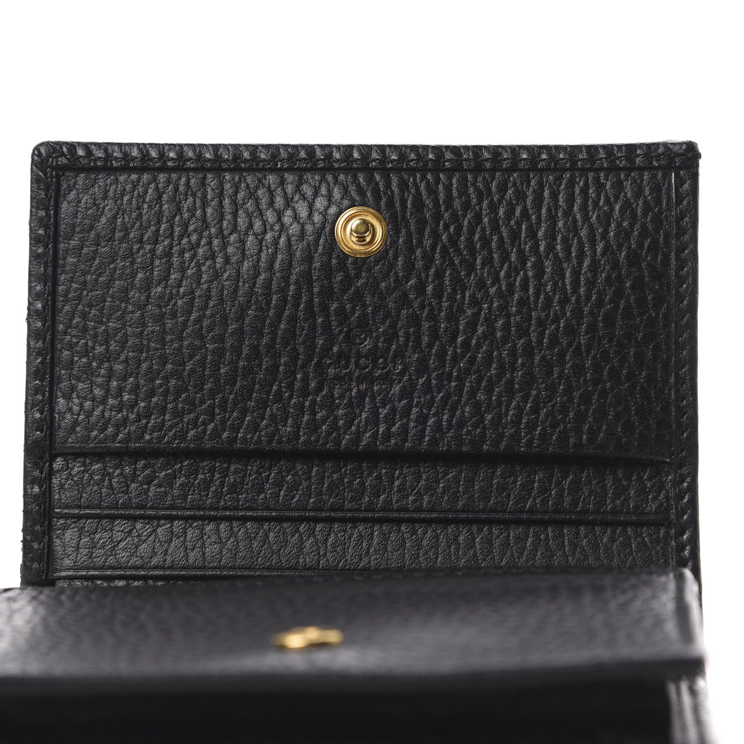 Pebbled Calfskin GG Marmont Card Case Black