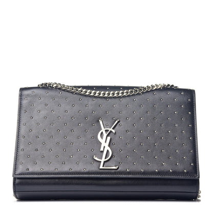 Saint Laurent Calfskin Studded Medium Monogram Satchel Black 1 of 10