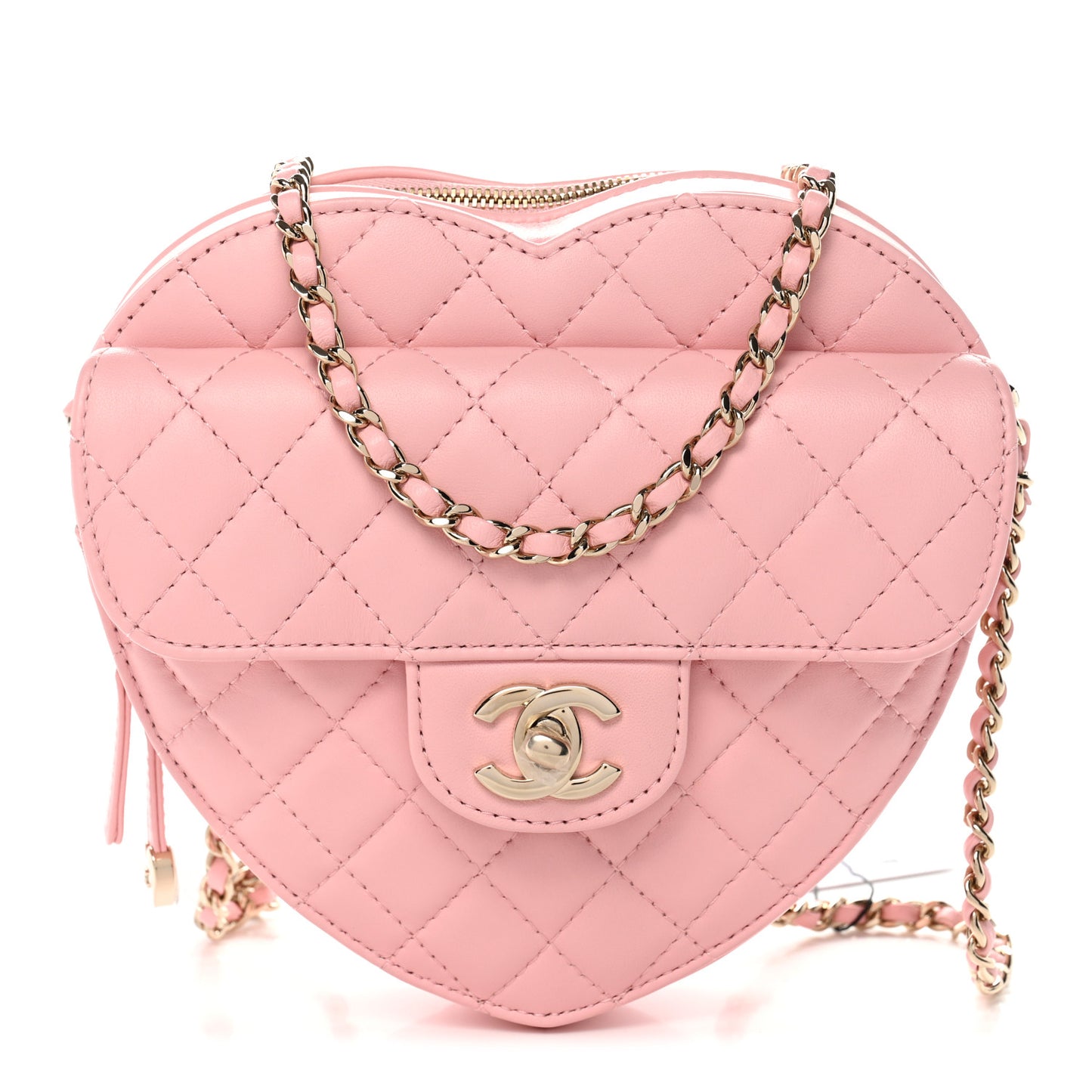 Lambskin Quilted Large CC In Love Heart Bag Light Pink