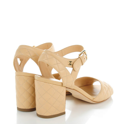 Chanel Lambskin Quilted Sandals 37.5 Beige 4 of 7