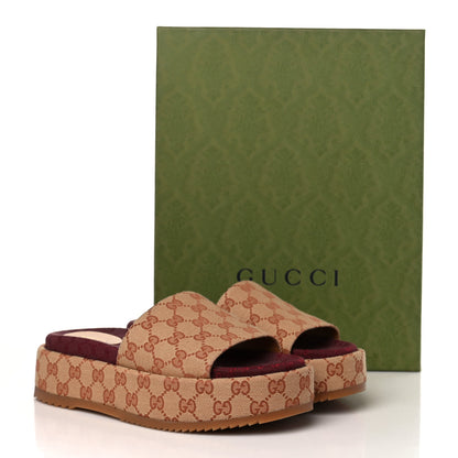 Gucci Canvas GG Monogram Angelina Platform Slide Sandals 40 Beige Ruggine 9 of 9