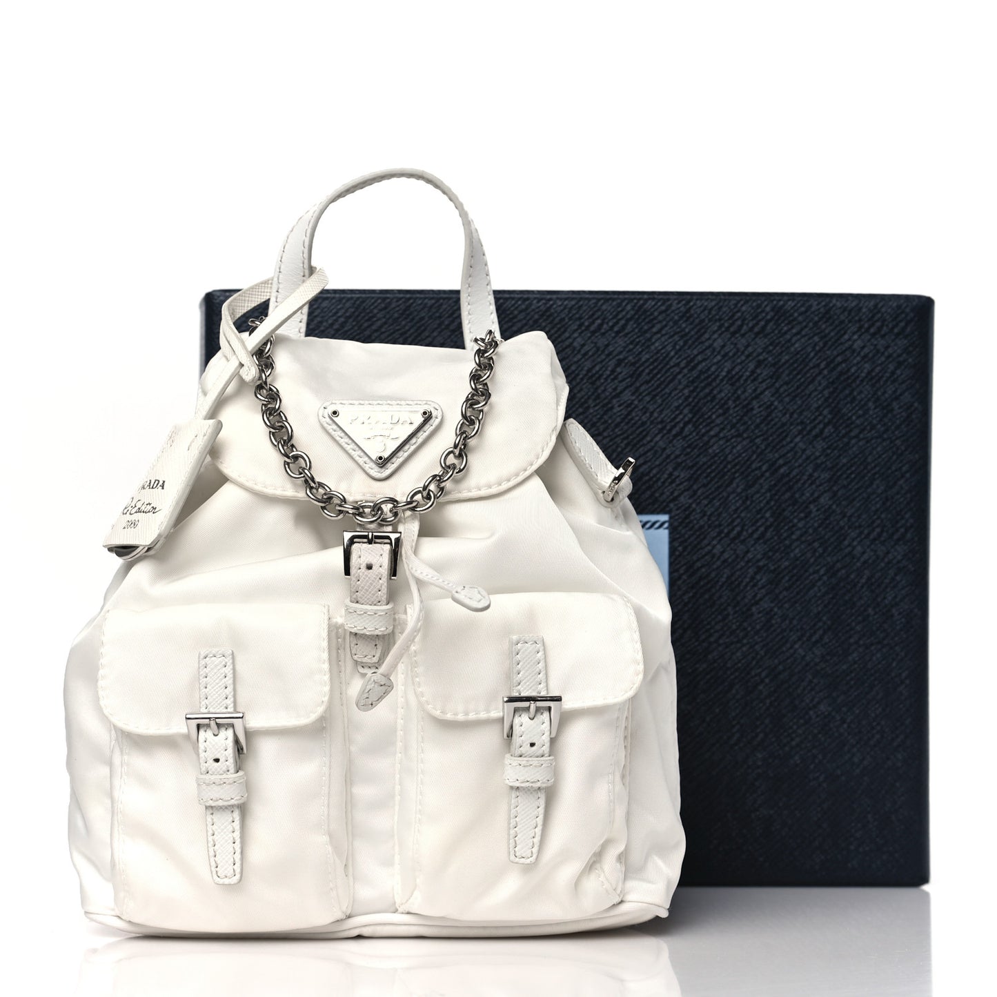 Nylon Vela Mini Crossbody Backpack White