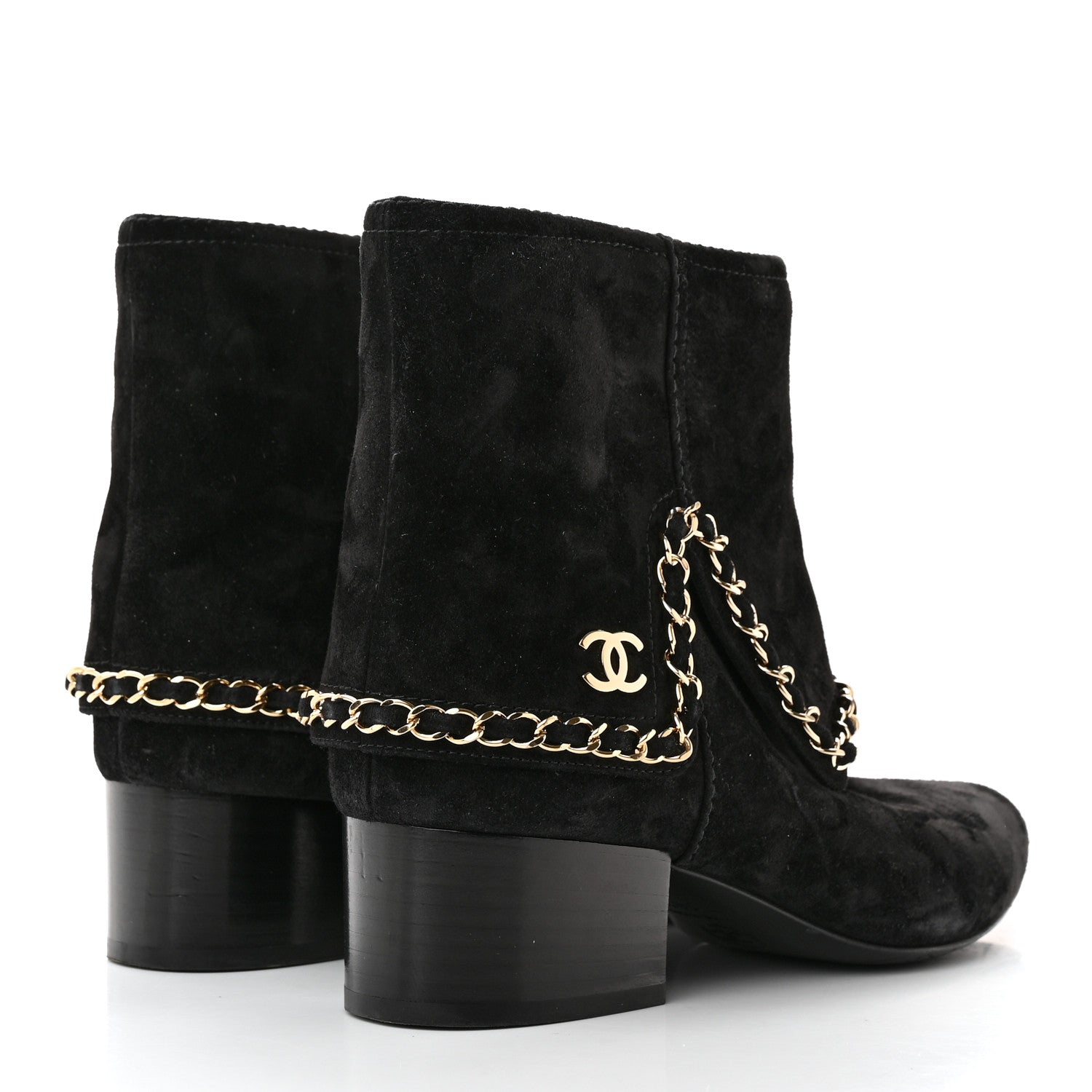 Chanel Suede Calfskin Chain CC Short Boots 36.5 Black 4 of 10