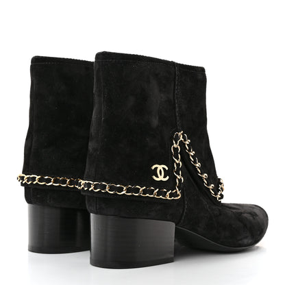 Chanel Suede Calfskin Chain CC Short Boots 36.5 Black 4 of 10