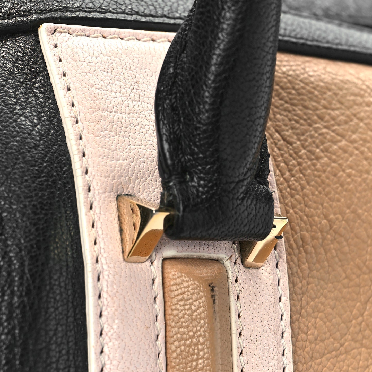 Goatskin Colorblock Medium Lucrezia Beige Black