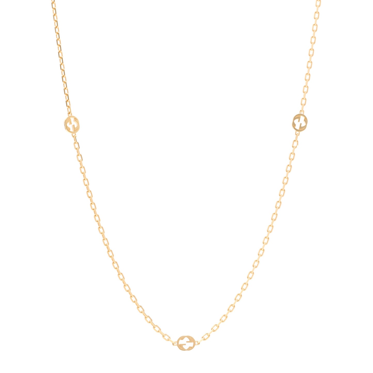 18K Yellow Gold Running GG Station Necklace