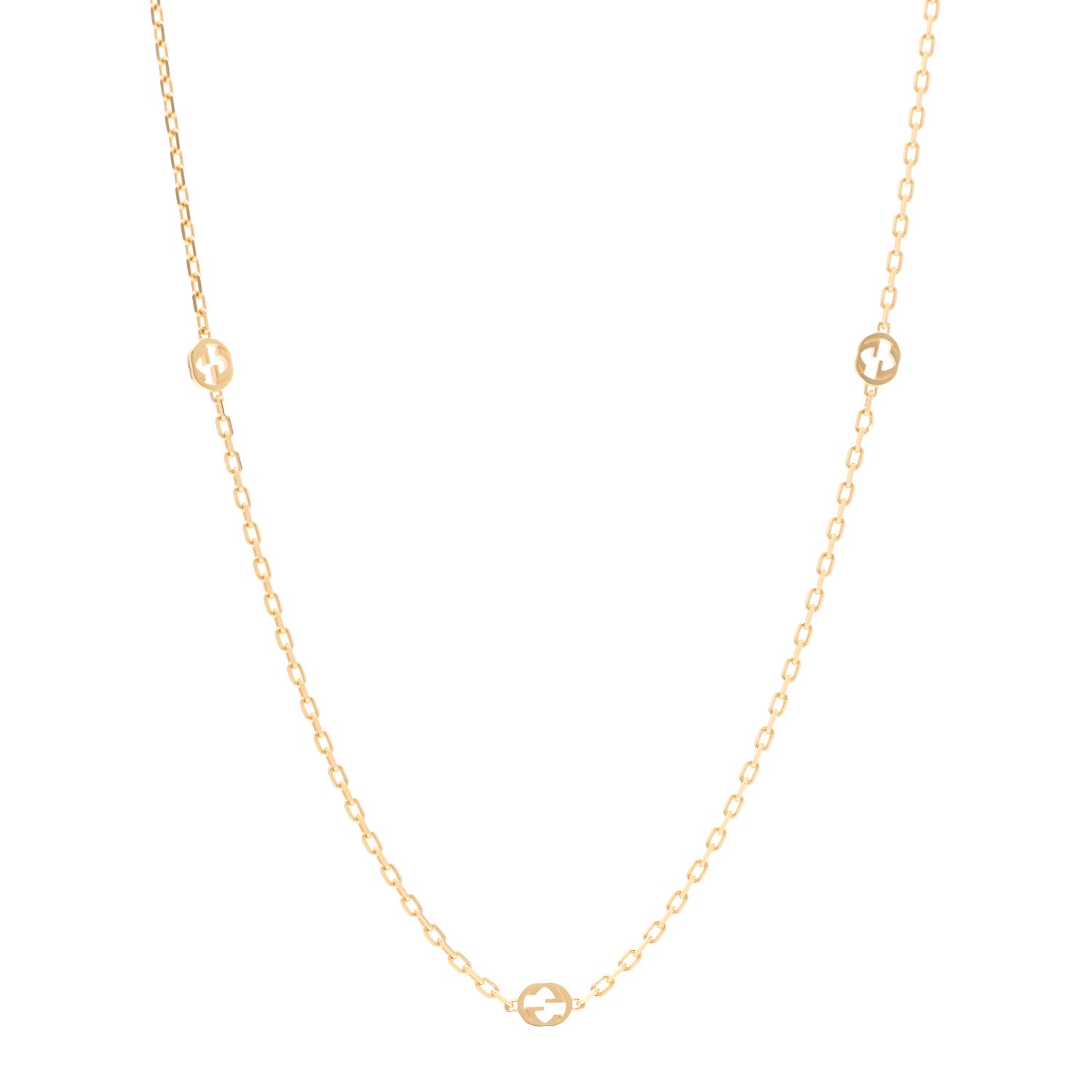 Gucci 18K Yellow Gold Running GG Station Necklace 1 of 5