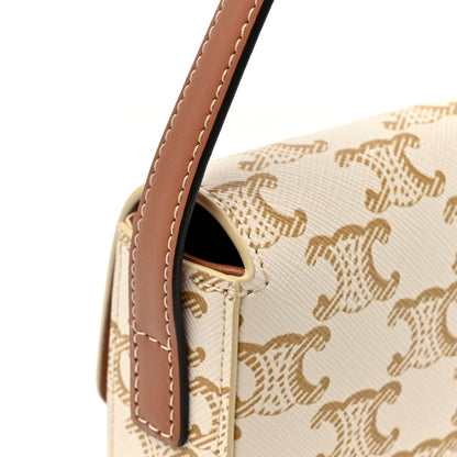 Celine Canvas Calfskin Triomphe Shoulder Bag White 11 of 11