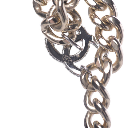 Chanel Chain Link Crystal CC Dog Tag Charm Necklace Gold 5 of 6