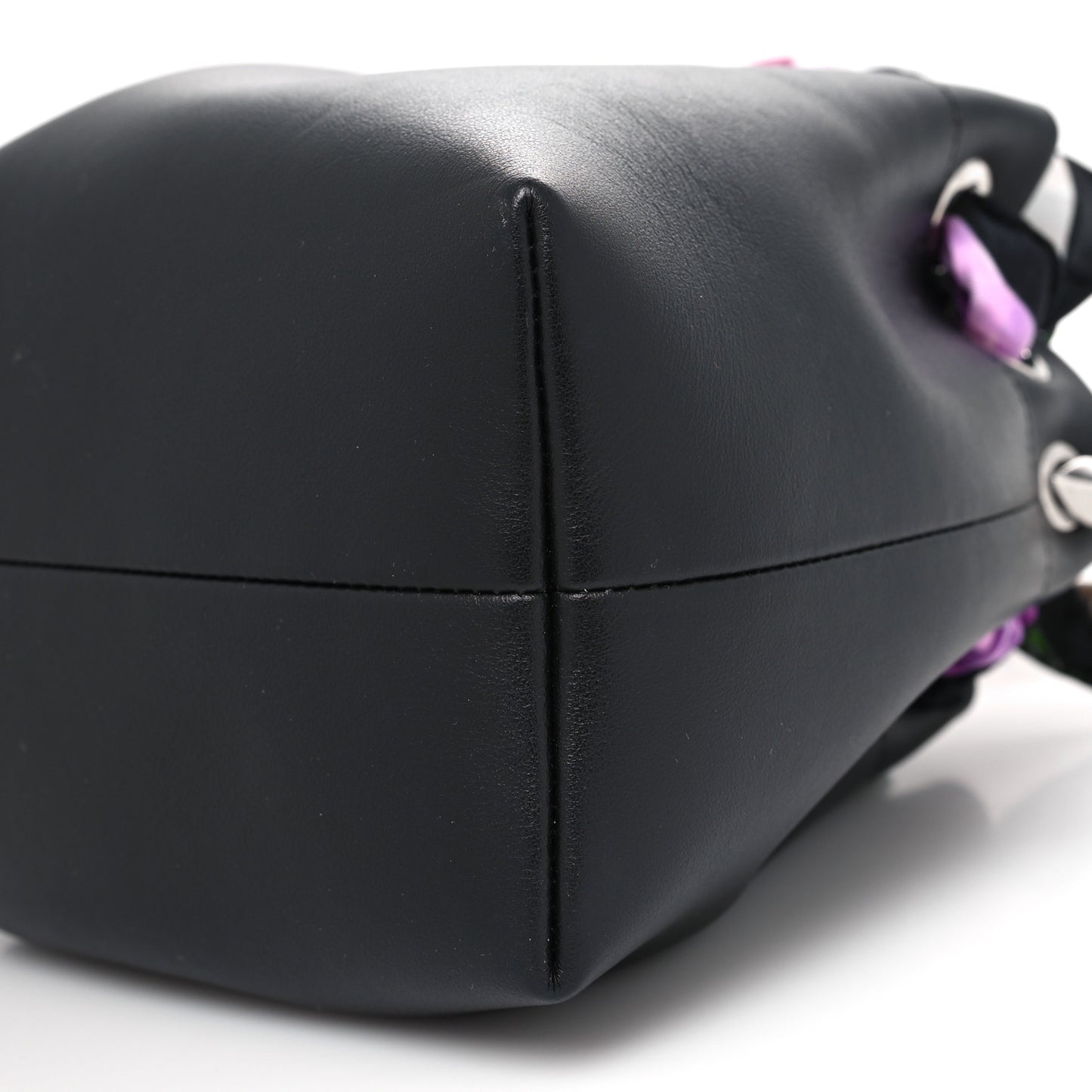 Calfskin Scarf Bon Bon Bag Bucket Bag Black