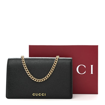 Gucci Textured Calfskin Script Logo Wallet On Chain Black 11 of 11