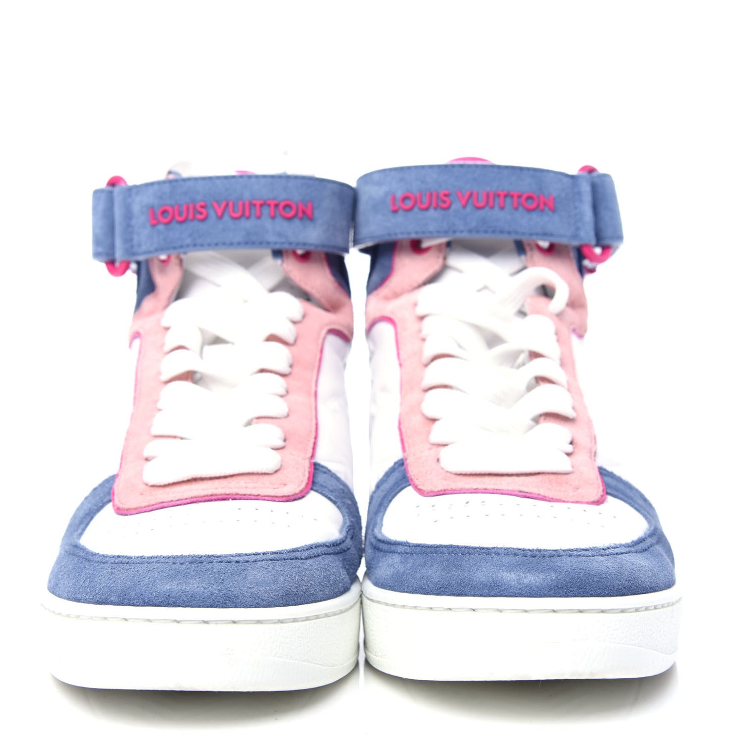 Sheepskin Embossed Suede Calfskin Boombox High-Top Sneakers 37.5 White Denim Blue