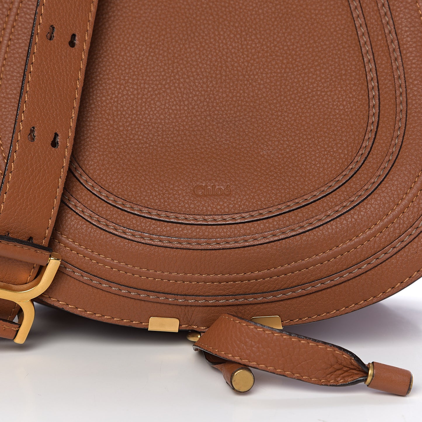 Calfskin Medium Marcie Round Crossbody Bag Tan