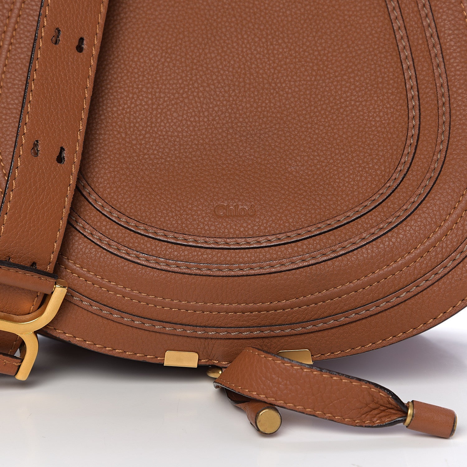 Chloe Calfskin Medium Marcie Round Crossbody Bag Tan 8 of 10