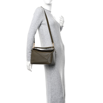 Loewe Calfskin Small Puzzle Bag Dark Khaki Green 2 of 10