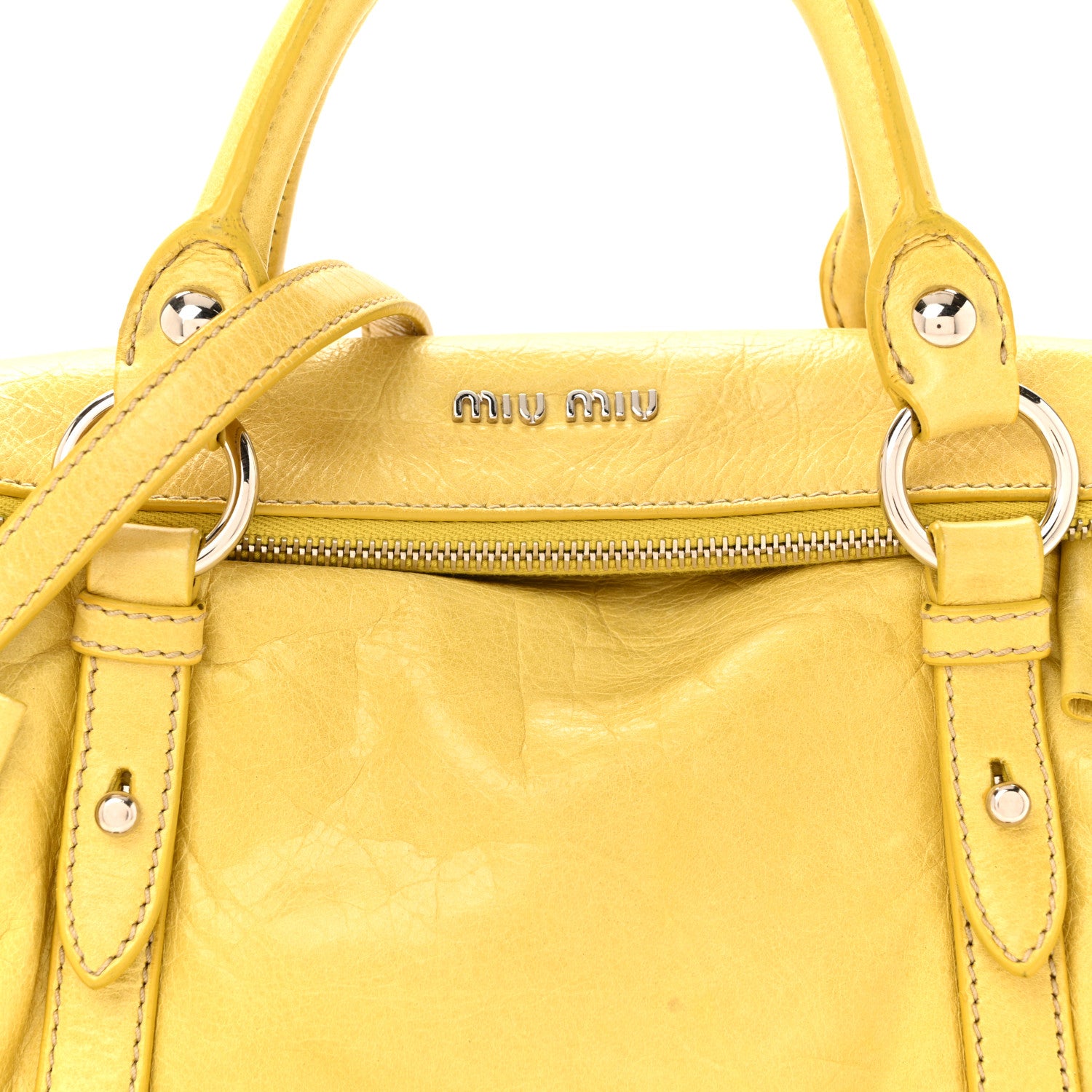 Miu Miu Vitello Lux Mini Bow Bag Polline 9 of 18