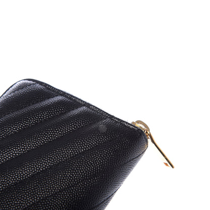 Saint Laurent Grain De Poudre Matelasse Chevron Monogram Zip Around Wallet Black 7 of 8