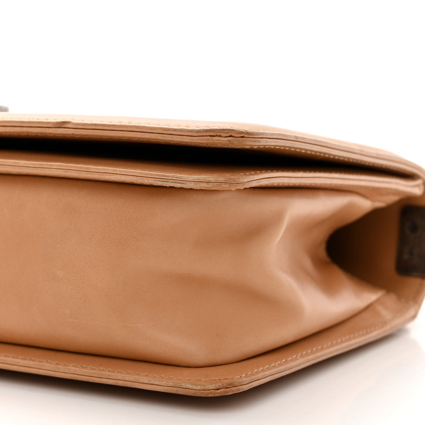 Glazed Calfskin Medium Boy Flap Dark Beige