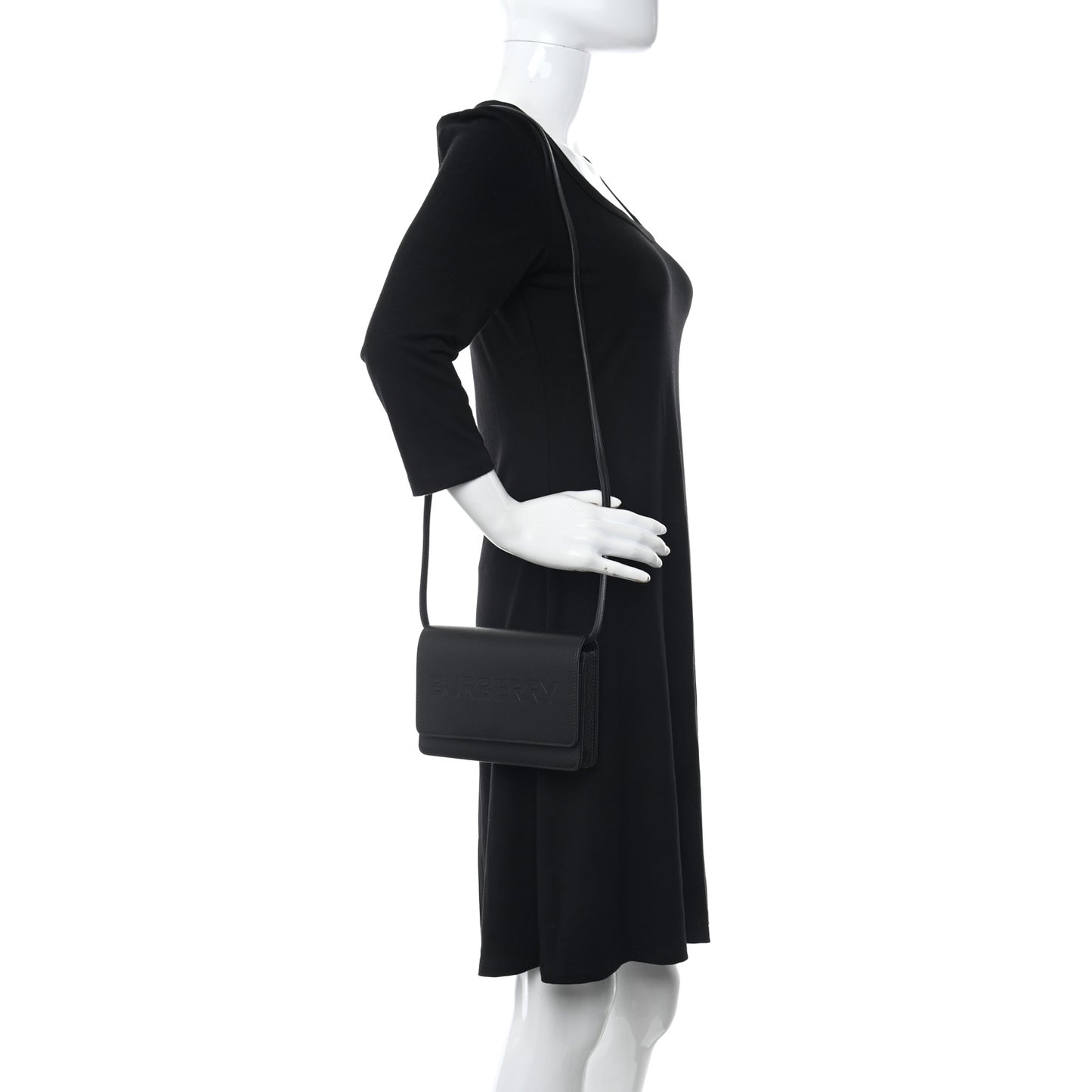 Smooth Calfskin Logo Embossed Hampshire Crossbody Black