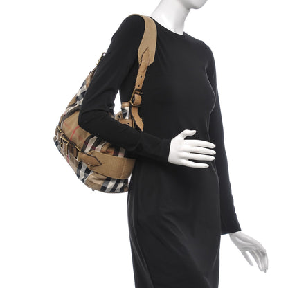 Burberry Canvas House Check Small Parsons Hobo Dark Stone 2 of 11