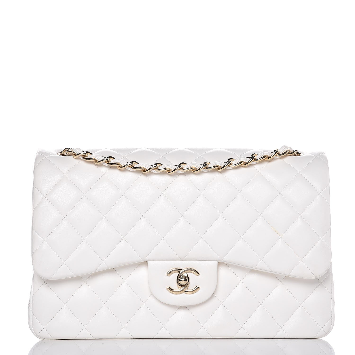 Chanel Lambskin Quilted Jumbo Double Flap White 1 of 8