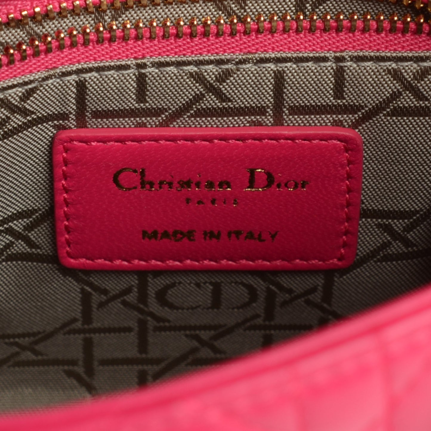Lambskin Cannage Mini Lady Dior Fuchsia