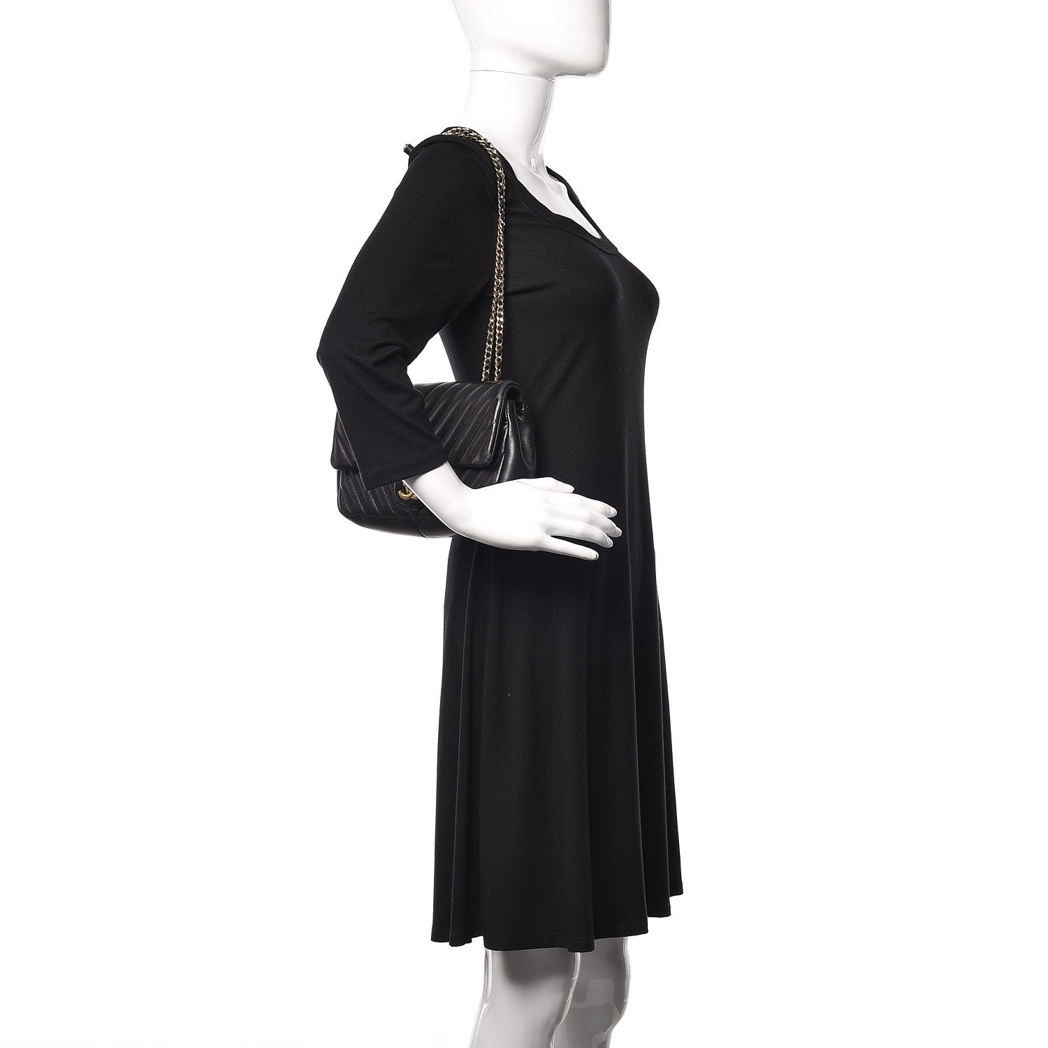 Chanel Lambskin Chevron Quilted Small Single Flap Black 2 of 15