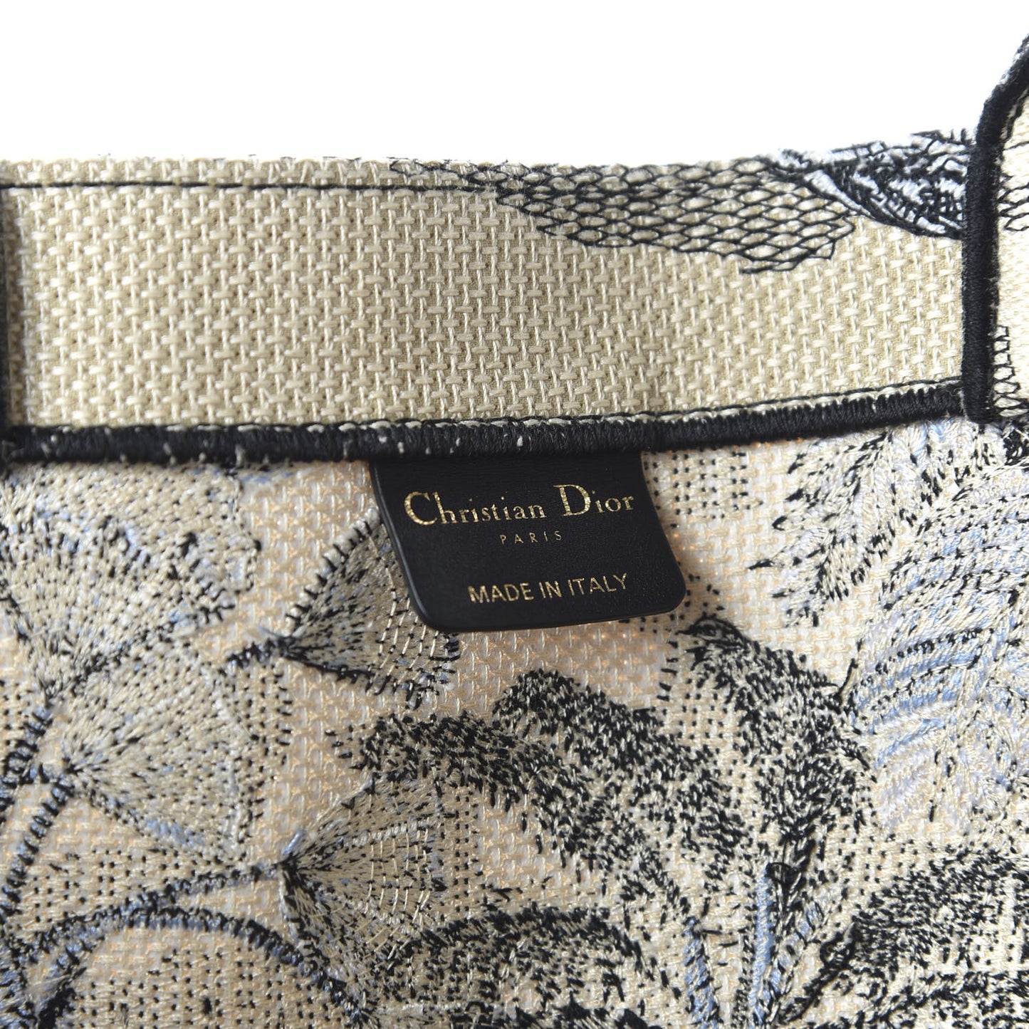 Canvas Embroidered Toile De Jouy Tropicalia Book Tote Denim Blue