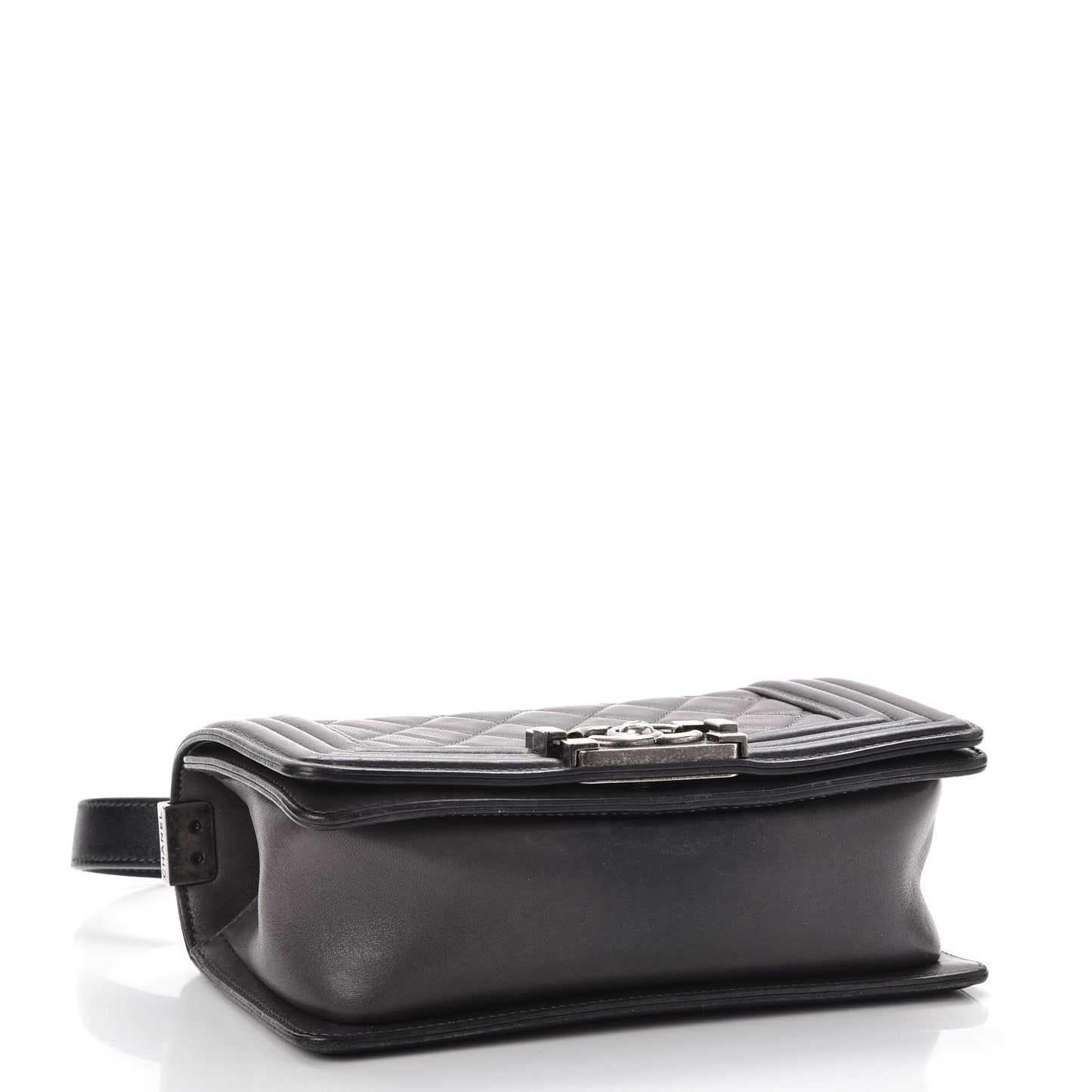 Lambskin Quilted Small Boy Flap Dark Grey