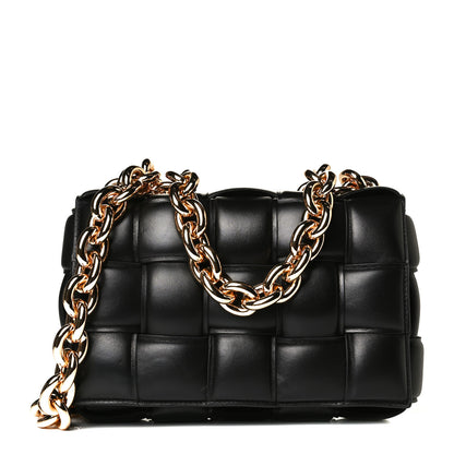 Bottega Veneta Lambskin Maxi Intreccio Padded Chain Cassette Crossbody Bag Black 1 of 12