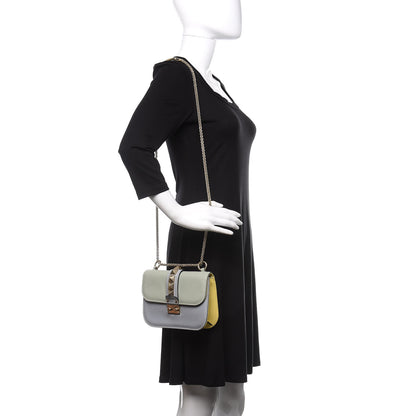 Valentino Garavani Vitello Watercolor Small Glam Lock Rockstud Flap Rose Green Yellow Sky 2 of 9