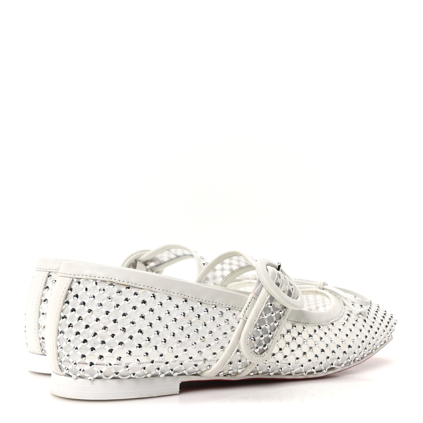 Crystal Mamastrapitina Strass Mesh Ballerina Flats 37 White