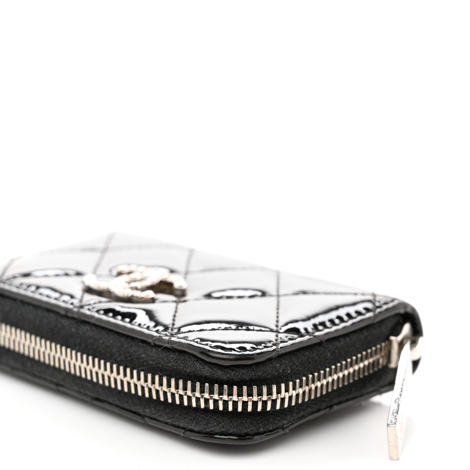 Chanel Patent Calfskin Quilted Brilliant Zip Coin Purse Wallet Black 9 of 9