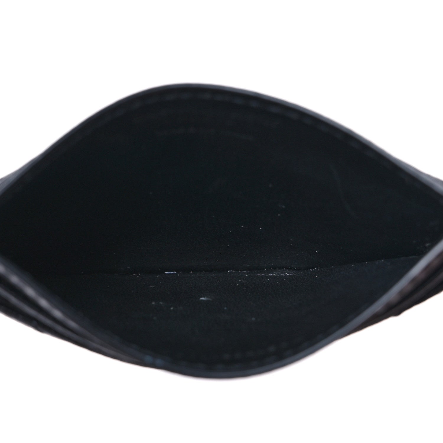 Saint Laurent Grain De Poudre Matelasse Chevron Monochrome Monogram Credit Card Case Black 5 of 6